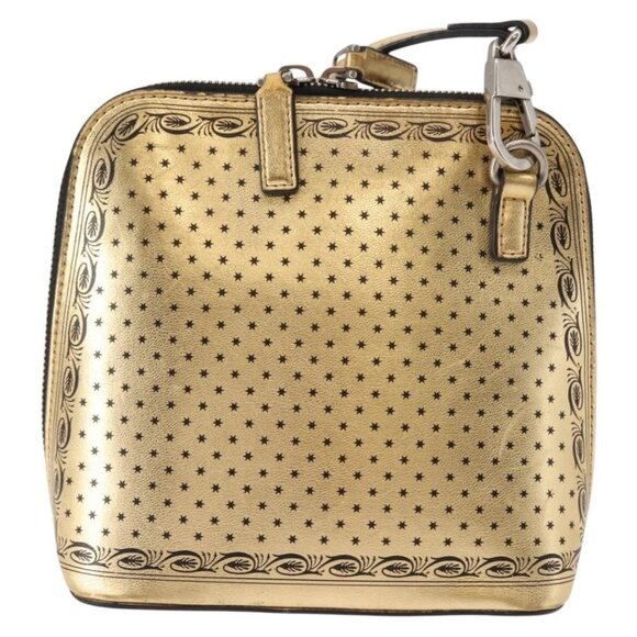 GUCCI GUCCY Print GUCCIxSEGA Bag Leather Gold Silver 511189 Auth bs30126 - Picture 3 of 16